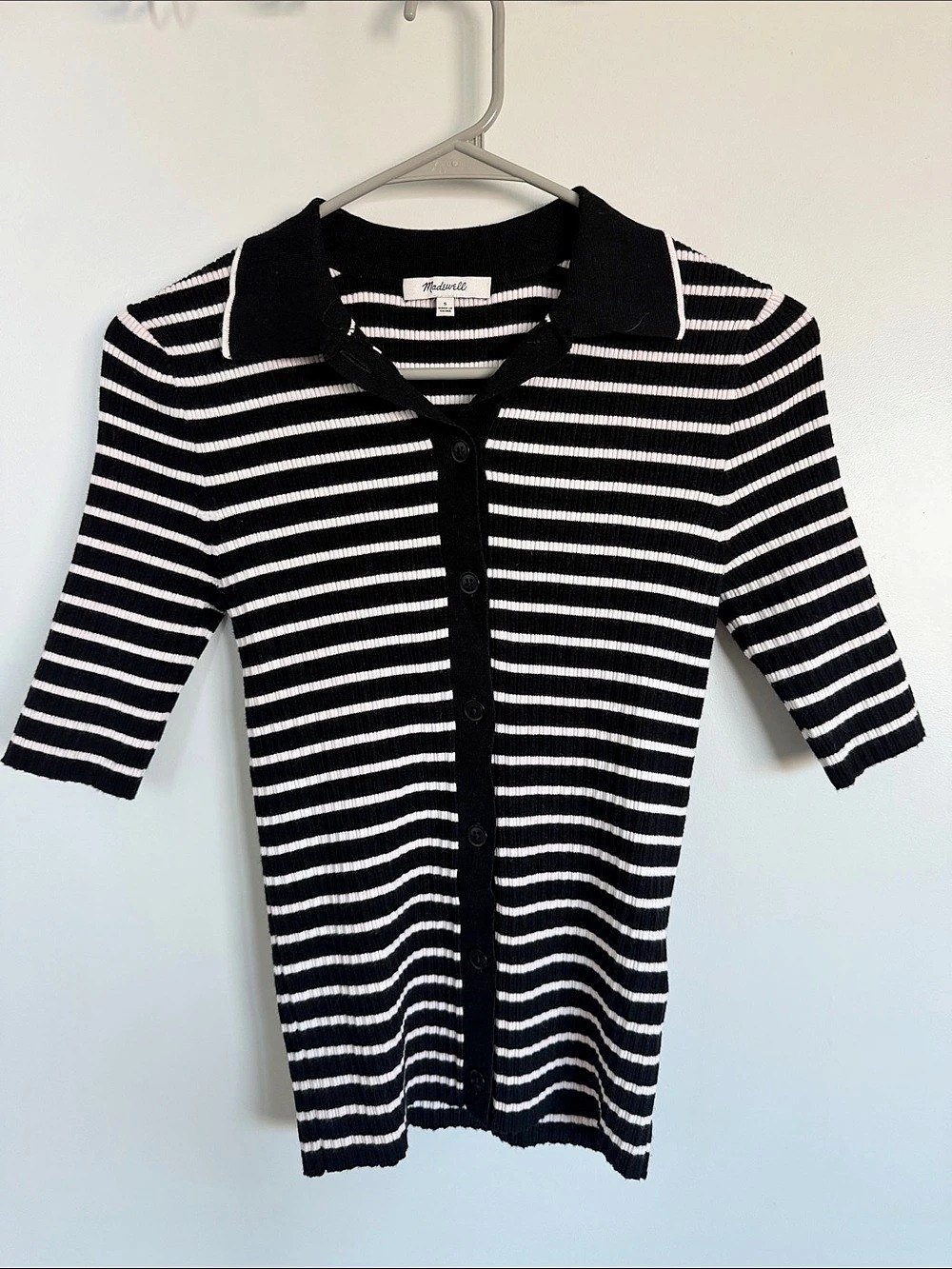 Madewell Striped Cardigan in Black & White Size Small Like New